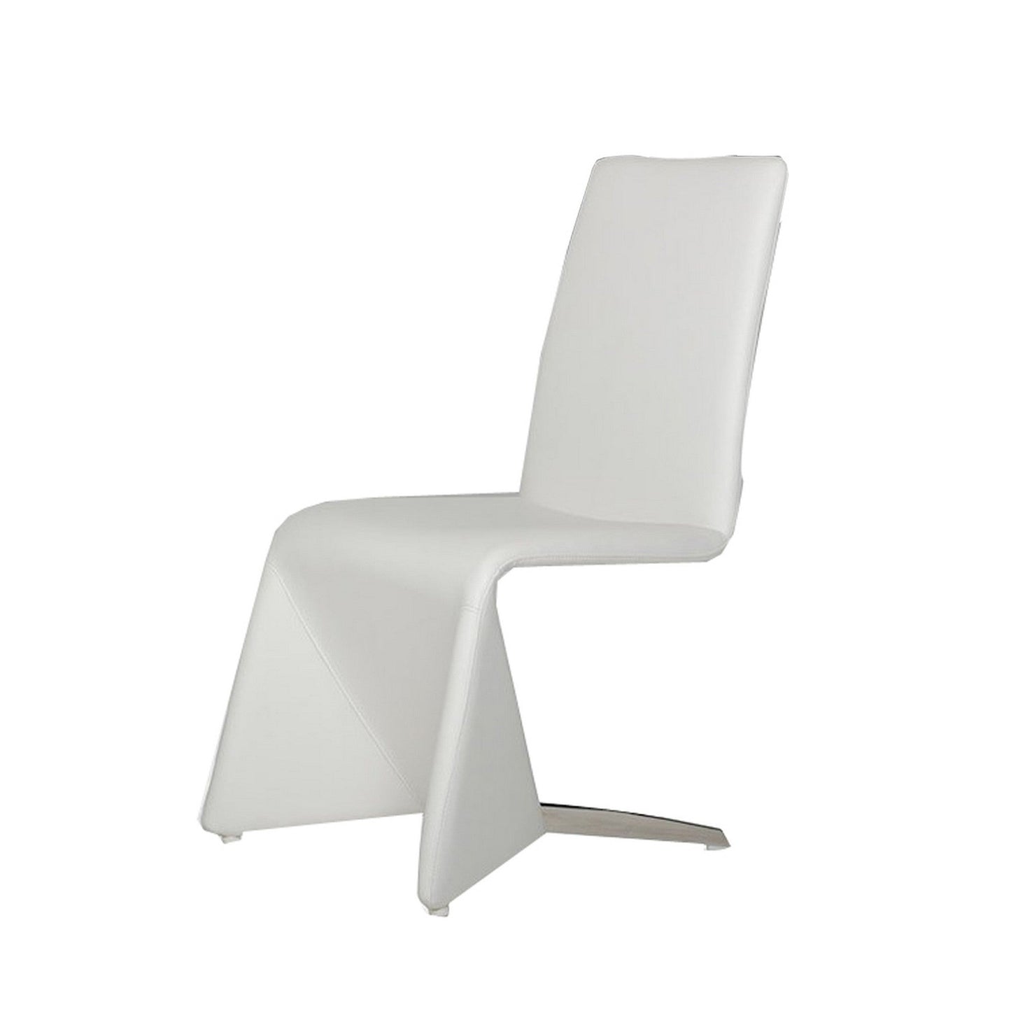 Benzara White Fully Leatherette Upholstered Metal Frame Dining Chair Set of Two