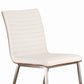 Benzara White Horizontally Tufted Leatherette Dining Chair With Metal Legs Set of Two