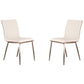 Benzara White Horizontally Tufted Leatherette Dining Chair With Metal Legs Set of Two