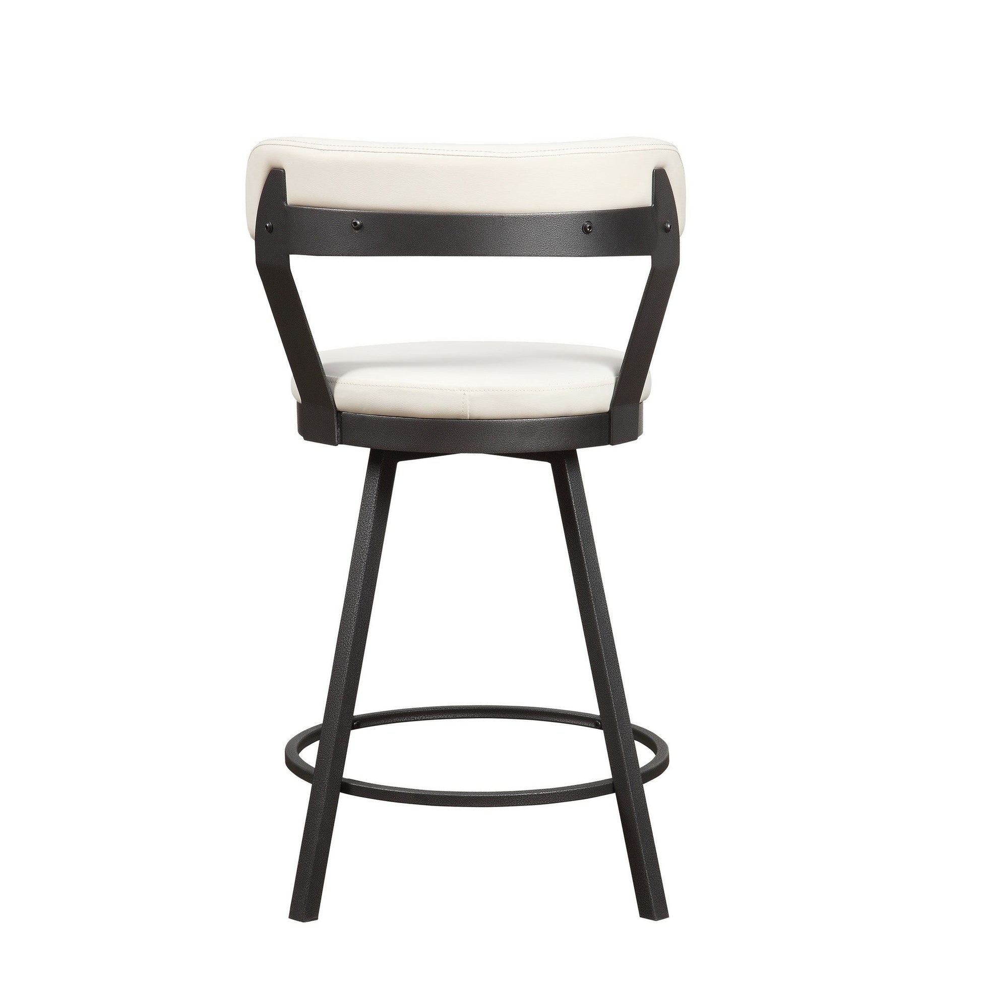 Benzara White Leatherette Counter Height Chair With Metal Slanted Legs Set of Two