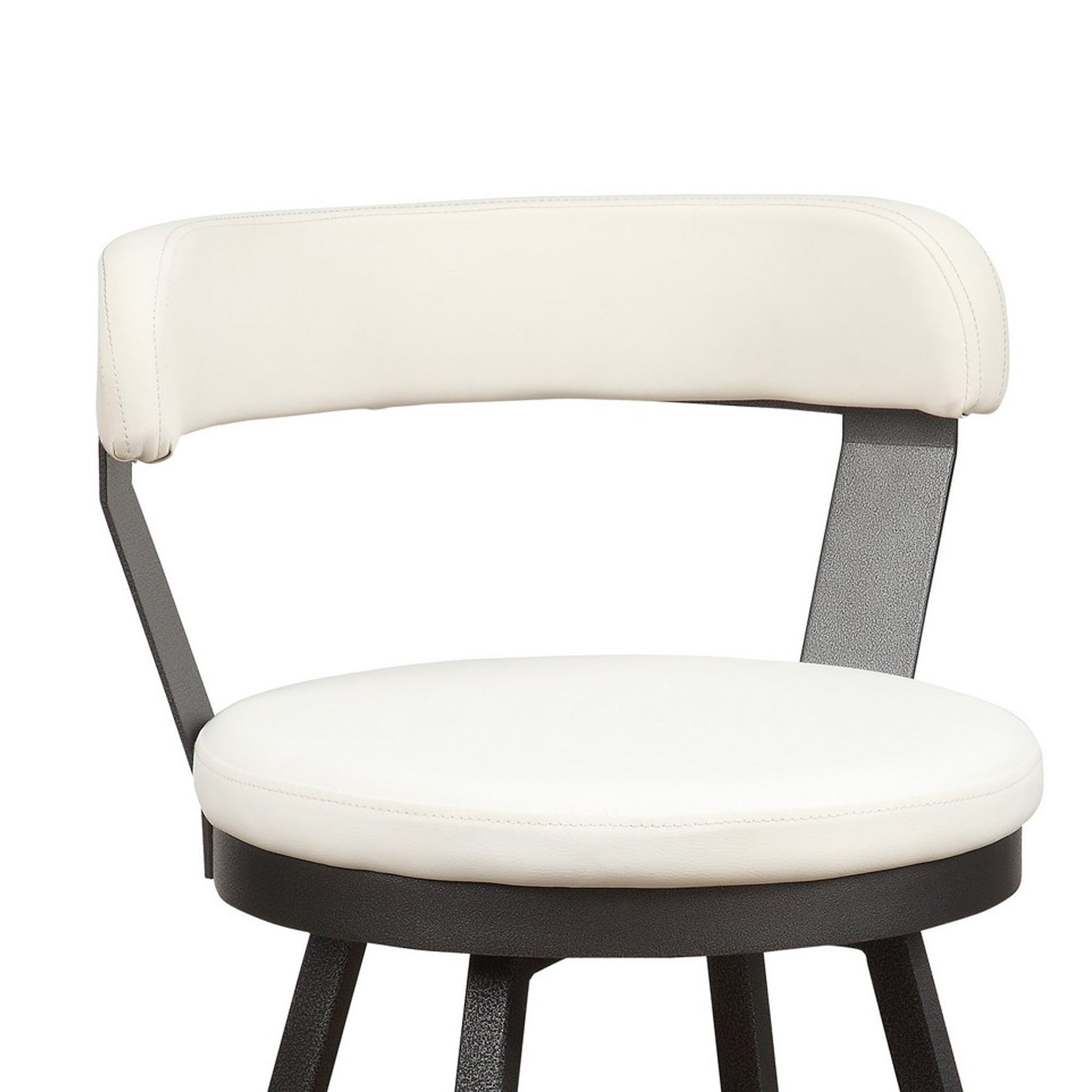 Benzara White Leatherette Counter Height Chair With Metal Slanted Legs Set of Two