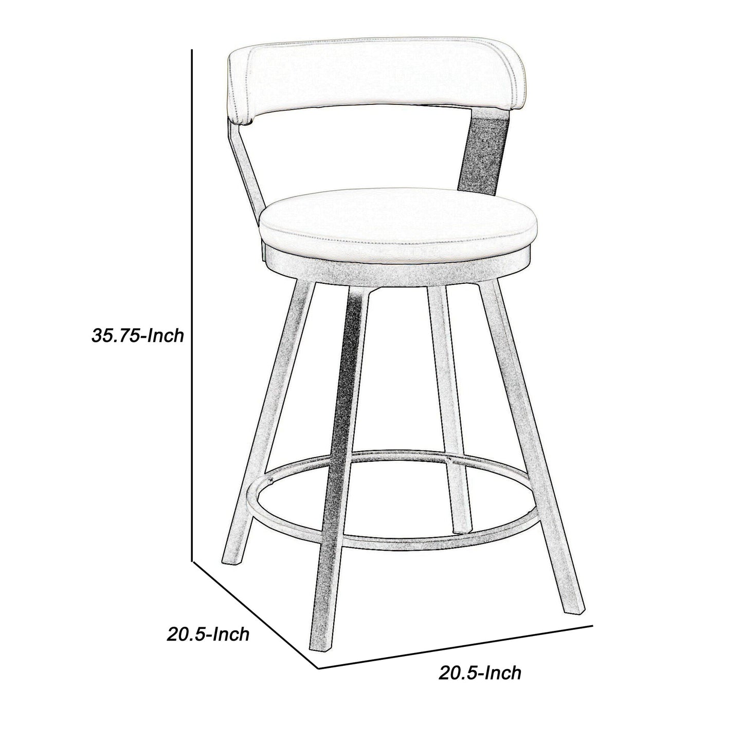 Benzara White Leatherette Counter Height Chair With Metal Slanted Legs Set of Two