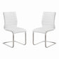 Benzara White Leatherette Dining Chair With Silver Cantilever Base Set of Two