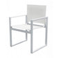 Benzara White Metal Outdoor Dining Chair With Open Arms And Sled Base Set of Two