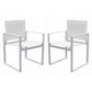 Benzara White Metal Outdoor Dining Chair With Open Arms And Sled Base Set of Two