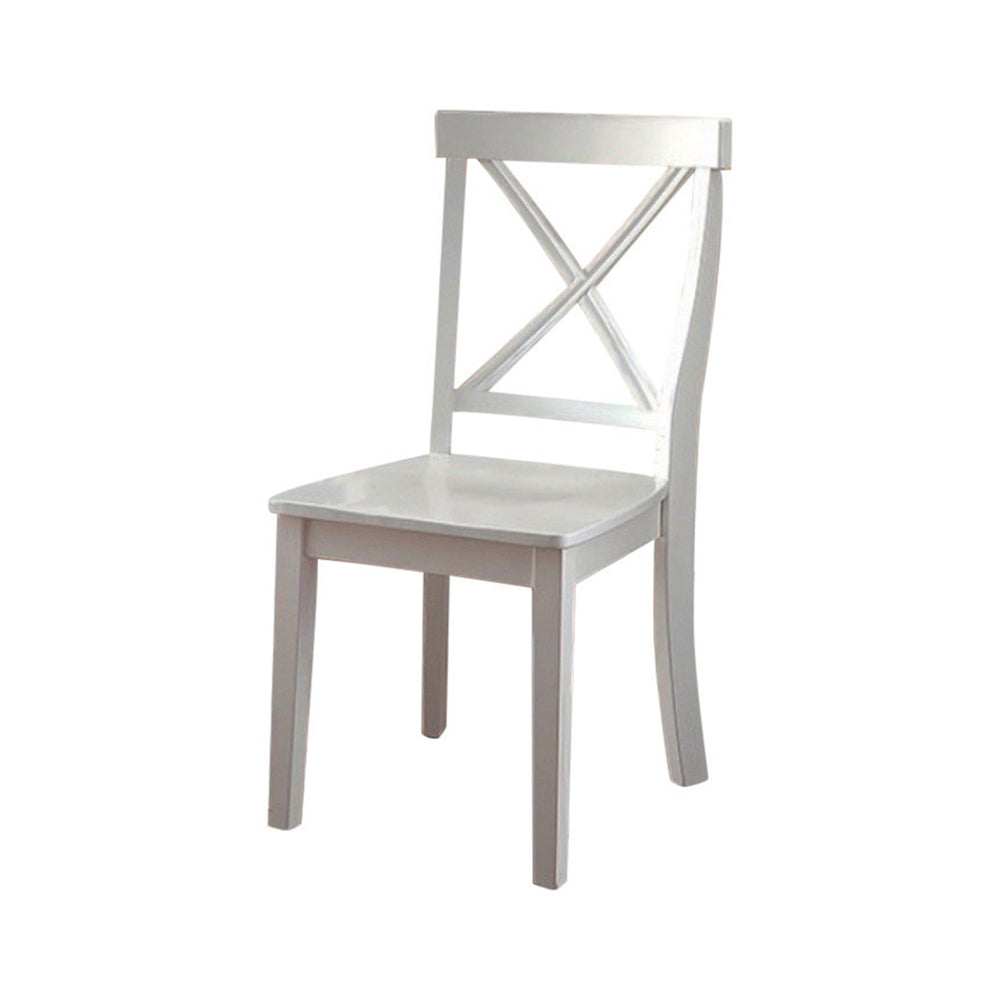 Benzara White Wooden Armless Side Chair, Set of Two