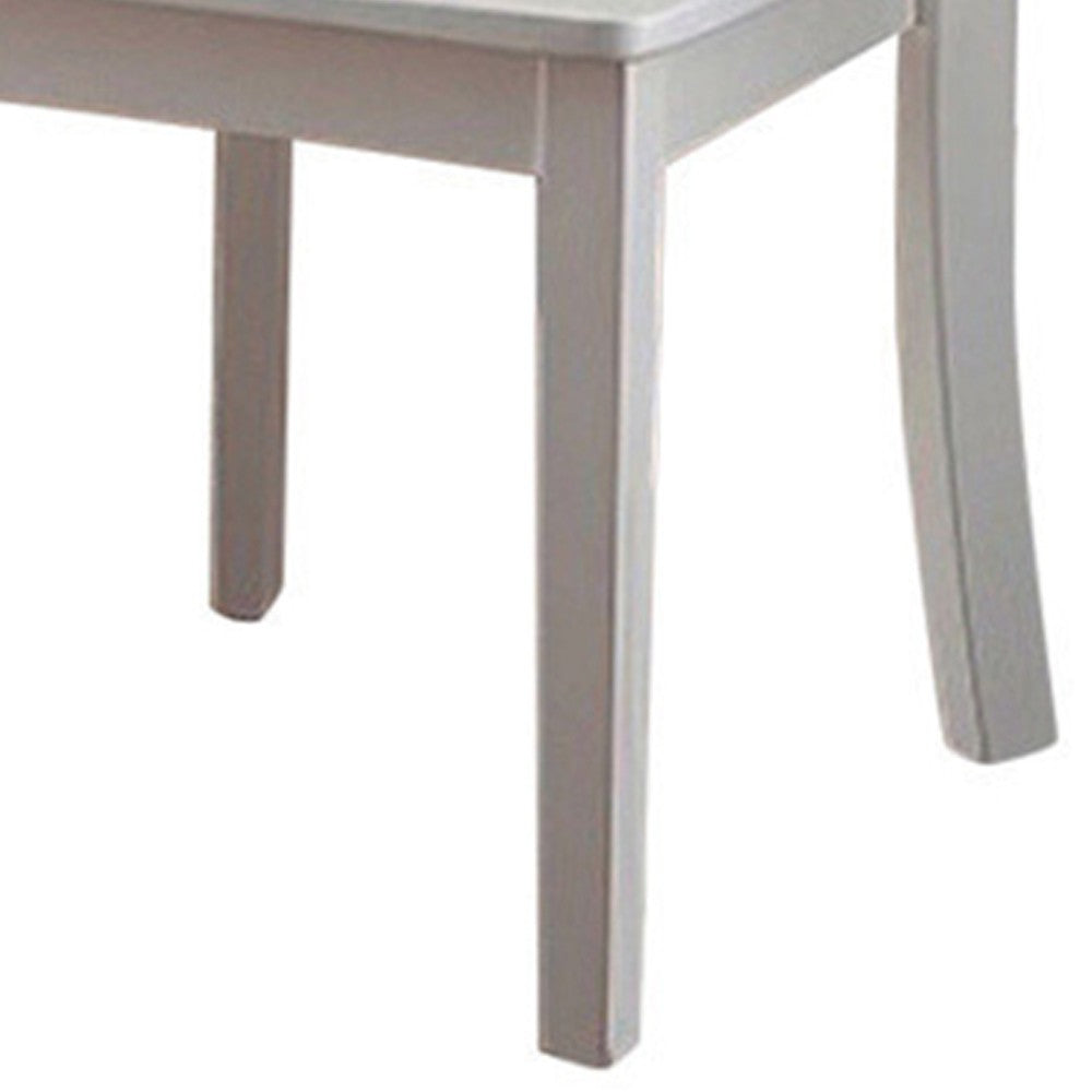 Benzara White Wooden Armless Side Chair, Set of Two