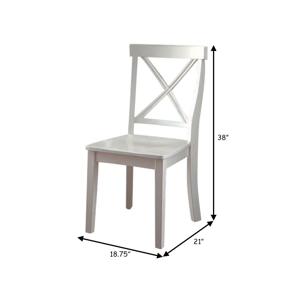 Benzara White Wooden Armless Side Chair, Set of Two