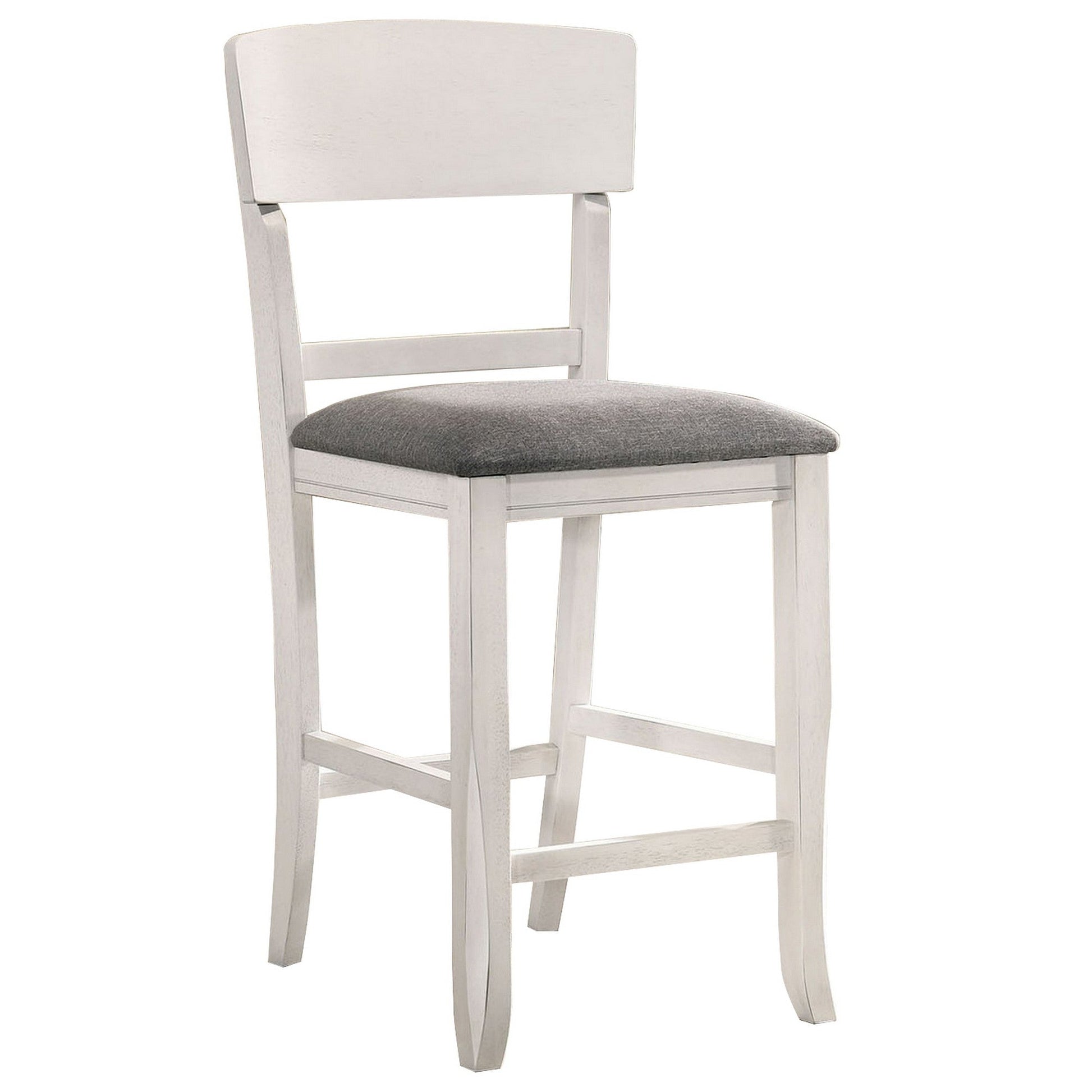 Benzara White Wooden Counter Height Chair With Curved Back Set of Two