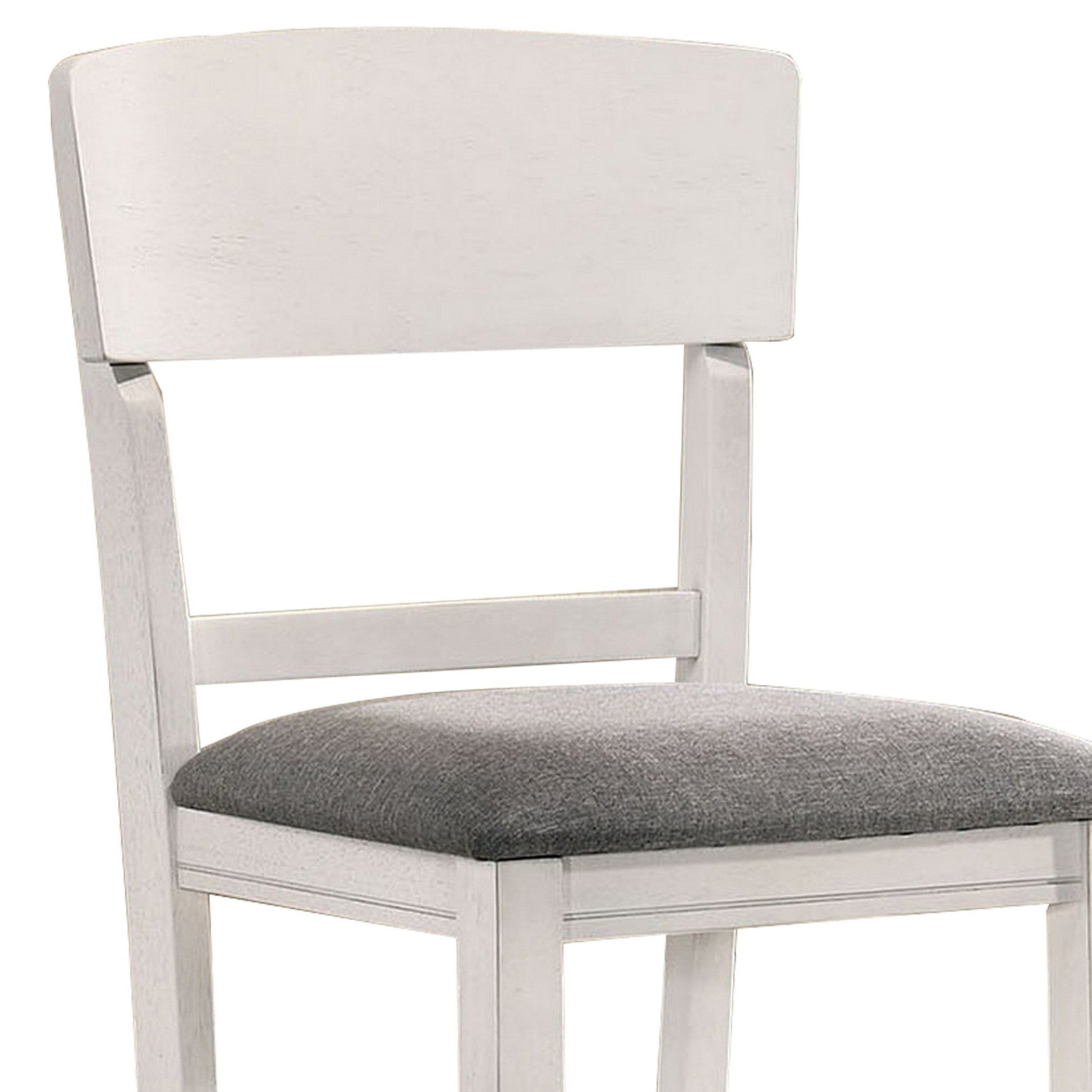 Benzara White Wooden Counter Height Chair With Curved Back Set of Two