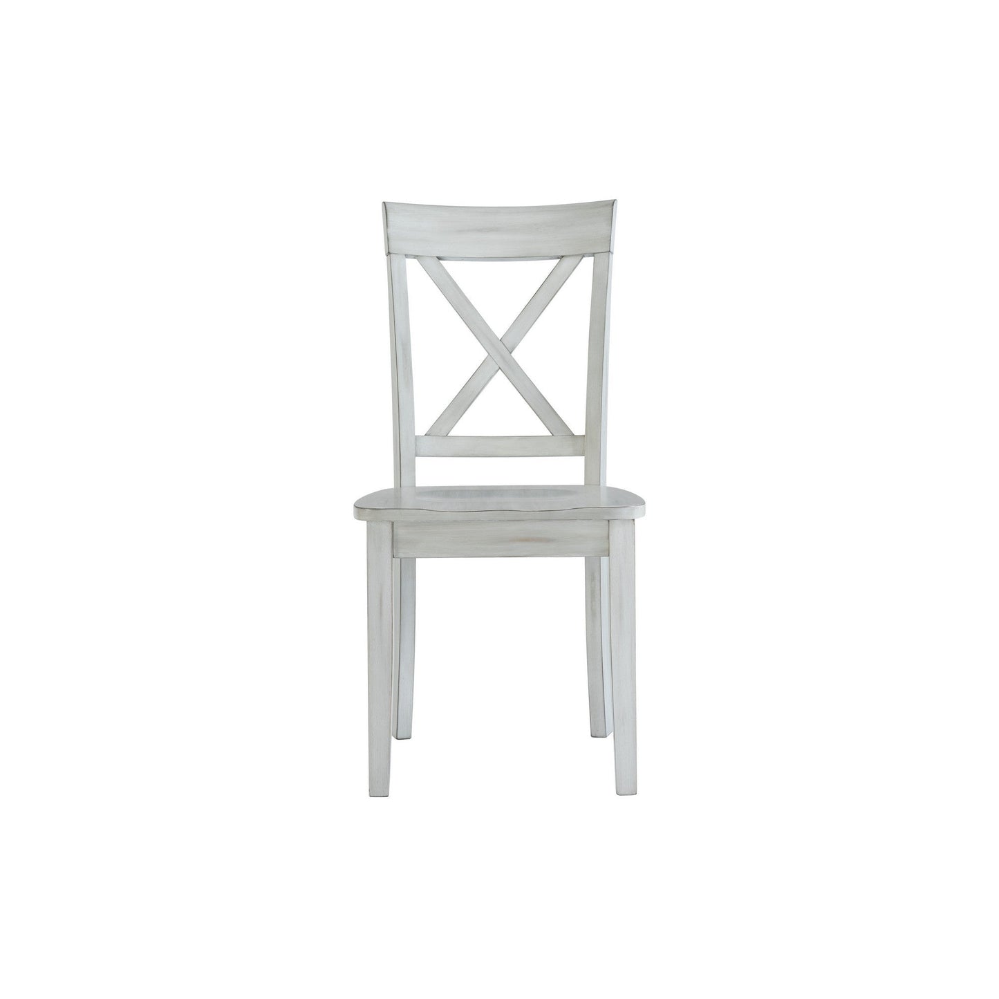 Benzara White Wooden Dining Chair With X Shaped Back Set of Two