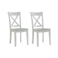 Benzara White Wooden Dining Chair With X Shaped Back Set of Two