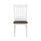 Benzara White and Brown Farmhouse Wooden Dining Chair With Slatted Back Set of Two