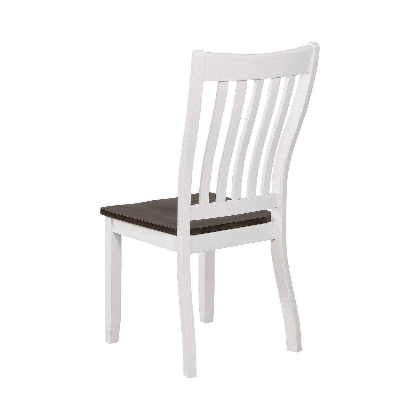 Benzara White and Brown Farmhouse Wooden Dining Chair With Slatted Back Set of Two