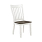 Benzara White and Brown Farmhouse Wooden Dining Chair With Slatted Back Set of Two