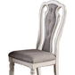 Benzara White and Gray Dining Chair With Button Tufted Backrest, Padded Seat Set of Two