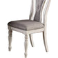 Benzara White and Gray Dining Chair With Button Tufted Backrest, Padded Seat Set of Two