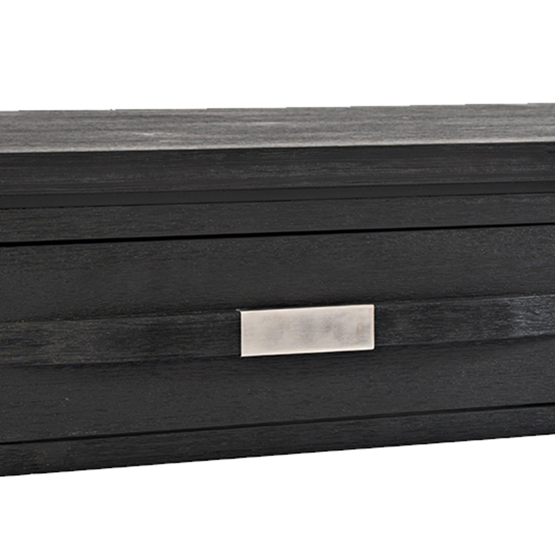 Benzara Wooden Cocktail Table With 2 Drawers and Metal Accented Pull, Dark Gray