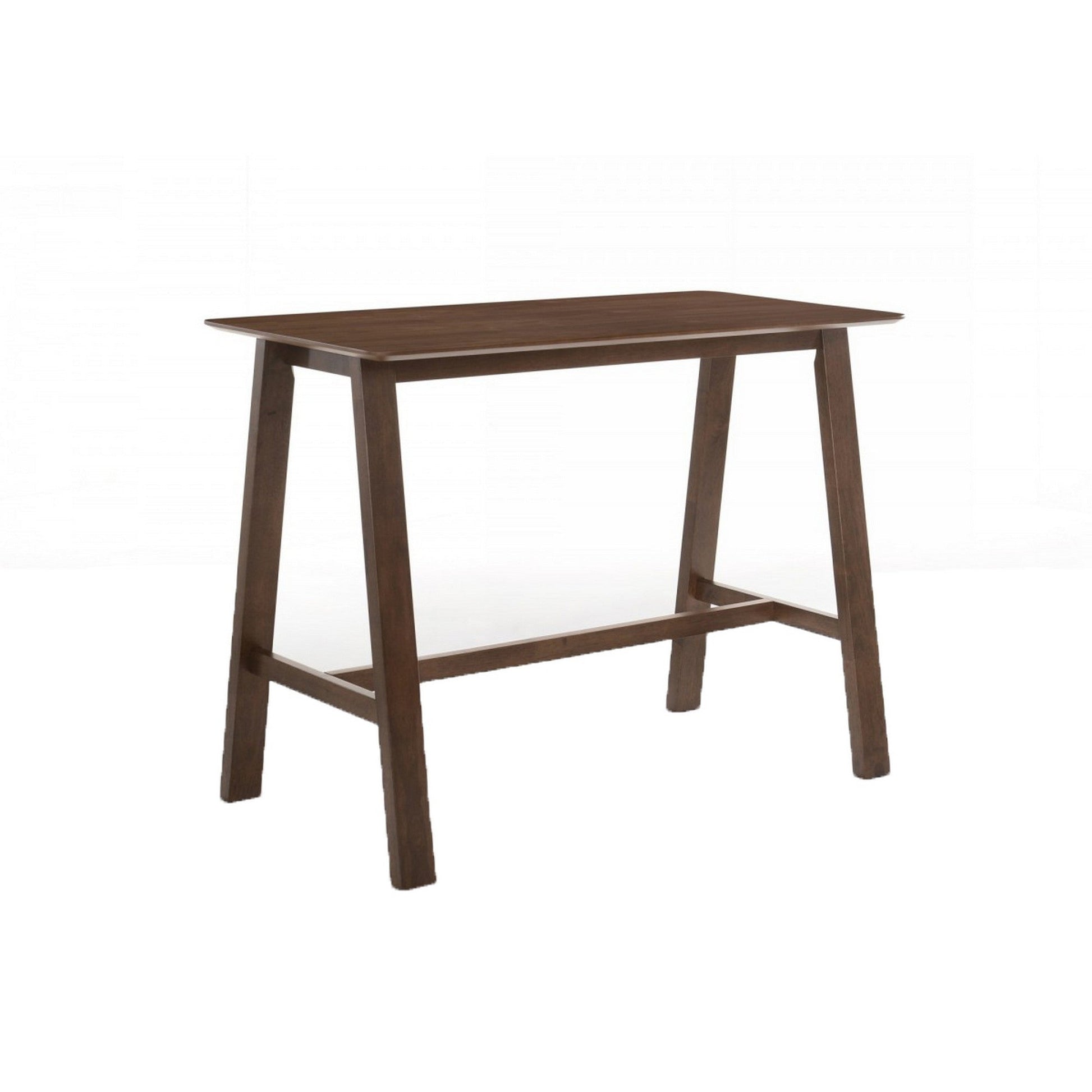 Benzara Wooden Rectangular Bar Table With Angled Block Legs, Brown