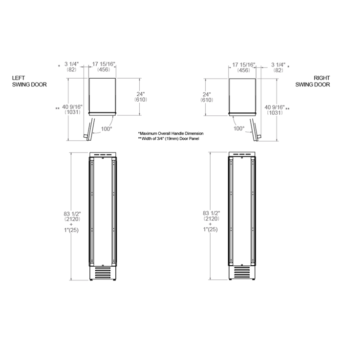 Bertazzoni 18" 8.2 Cu.Ft. Panel Ready Built-in Freezer Column With Automatic Ice Maker and Left Swing Door