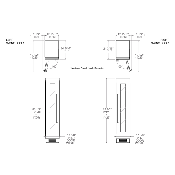 Bertazzoni 18" Stainless Steel Built-in Wine Cellar Column With Left Swing Door