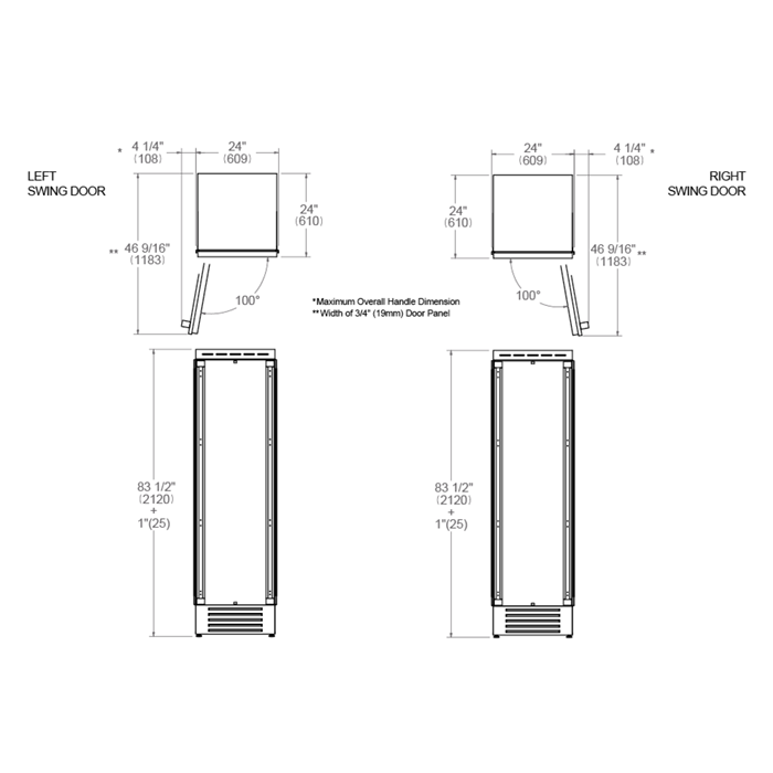 Bertazzoni 24" 12.64 Cu.Ft. Panel Ready Built-in Freezer Column With Automatic Ice Maker and Right Swing Door