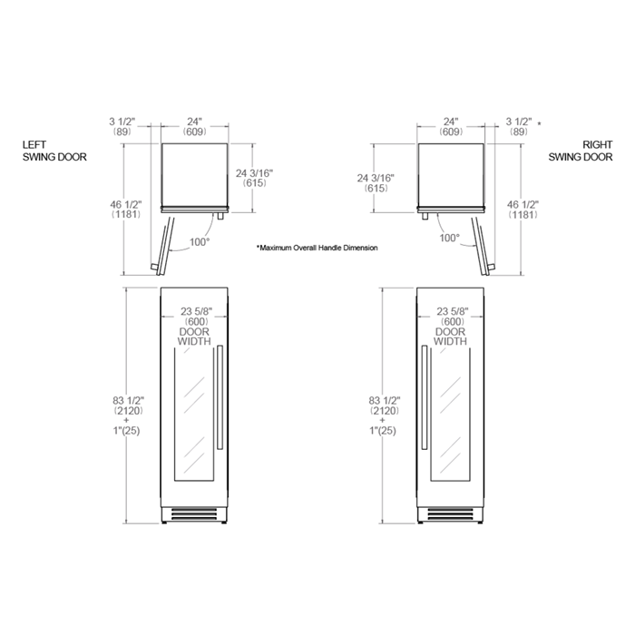 Bertazzoni 24" Stainless Steel Built-in Wine Cellar Column With Right Swing Door