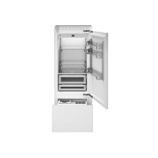 Bertazzoni 30" 15.5 Cu.Ft. Panel Ready Built-In Bottom Mount Refrigerator With Ice Maker and Right Swing Door