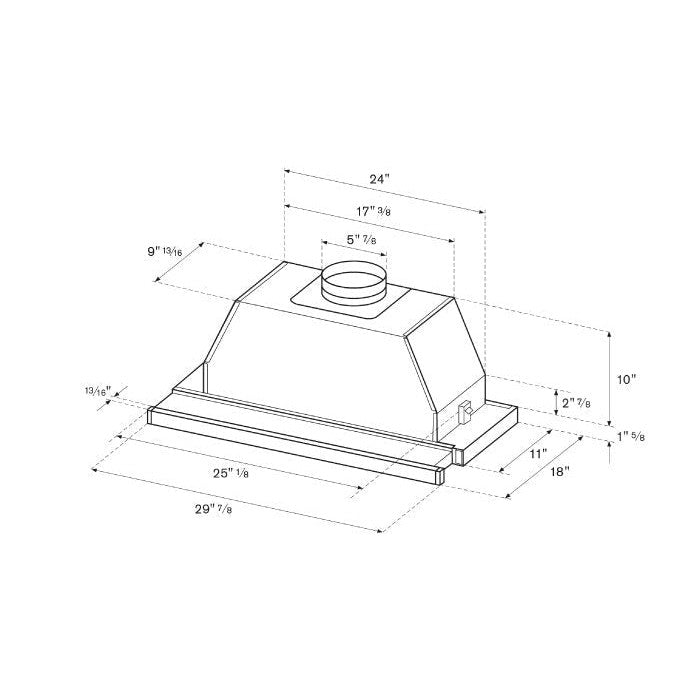 Bertazzoni 30" Stainless Steel Telescopic Extension Visor Hood With 600 CFM Motor