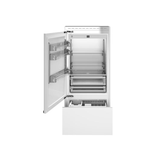 Bertazzoni 36" 19.6 Cu.Ft. Panel Ready Built-In Bottom Mount Refrigerator With Ice Maker and Left Swing Door