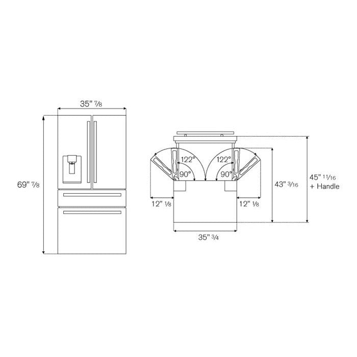 Bertazzoni 36" 21.6 Cu.Ft. Stainless Steel Freestanding French Door Refrigerator With Automatic Ice Maker and Water Dispenser