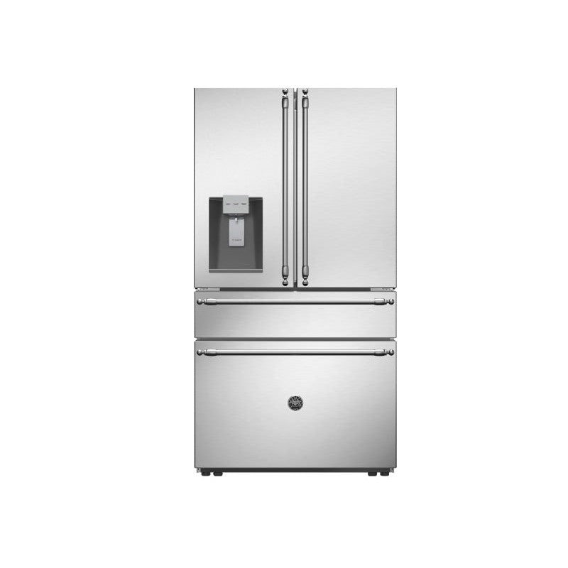 Bertazzoni 36" 21.6 Cu.Ft. Stainless Steel Freestanding French Door Refrigerator With Automatic Ice Maker and Water Dispenser
