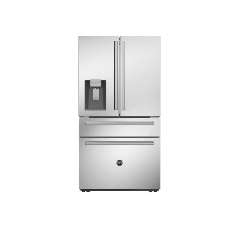 Bertazzoni 36" 21.6 Cu.Ft. Stainless Steel Freestanding French Door Refrigerator With Automatic Ice Maker and Water Dispenser