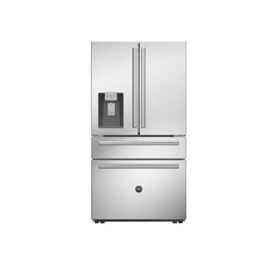 Bertazzoni 36" 21.6 Cu.Ft. Stainless Steel Freestanding French Door Refrigerator With Automatic Ice Maker and Water Dispenser