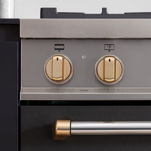 Bertazzoni Collezione Metalli 10-Piece Satin Gold Knob Decor Set for Master Series Gas Ranges