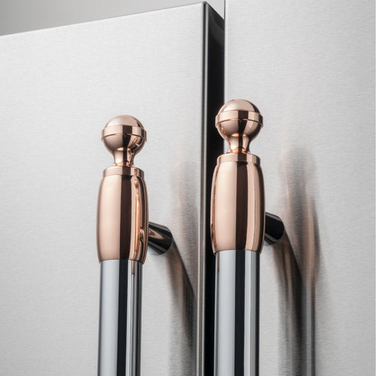 Bertazzoni Collezione Metalli Polished Copper Decor Set for Heritage Series Refrigerator and Dishwasher