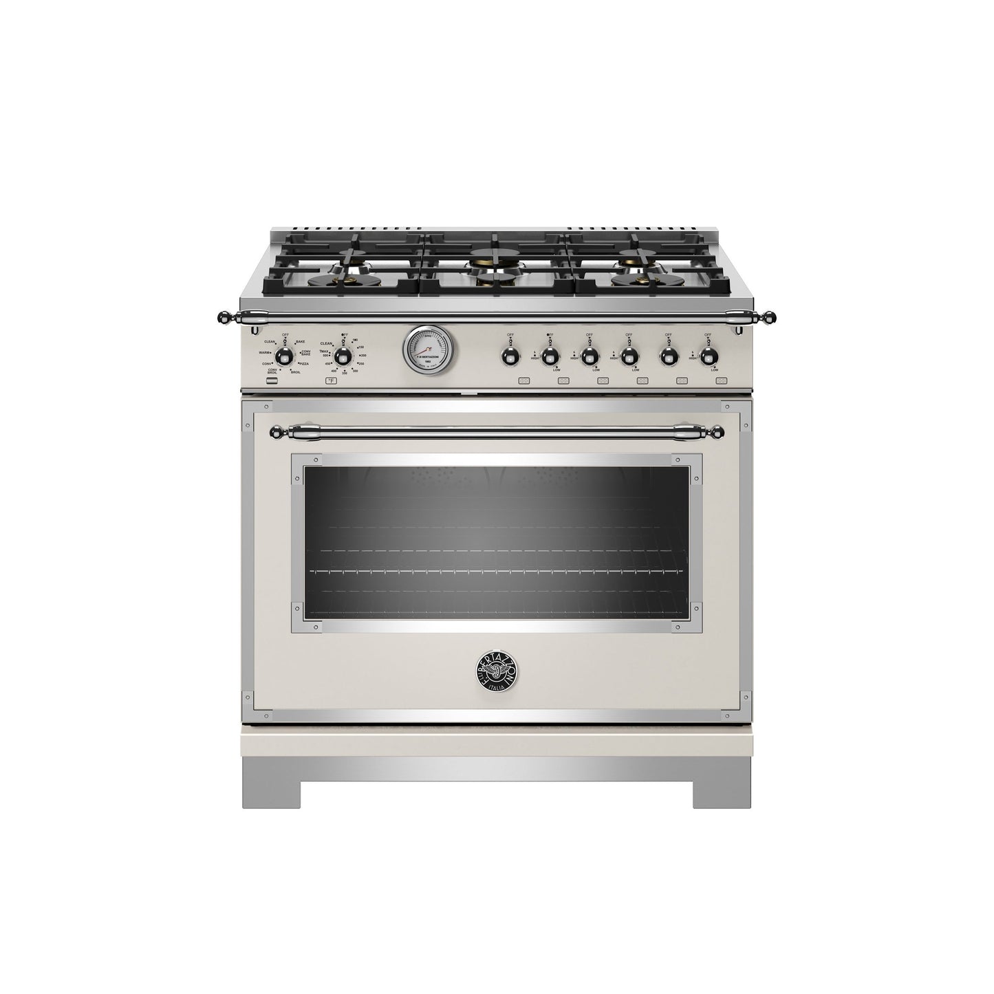 Bertazzoni Heritage Series 36" 6 Brass Burners Avorio All Gas Range With 5.9 Cu.Ft. Oven