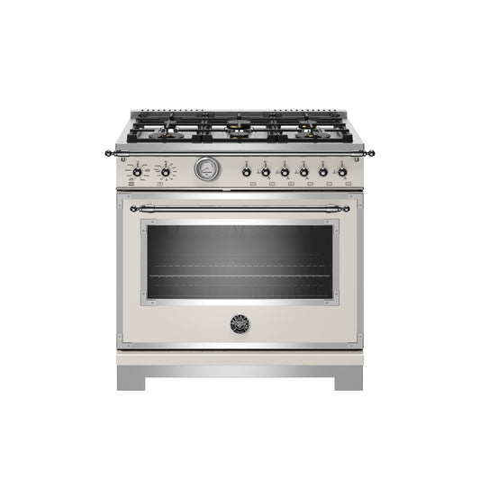 Bertazzoni Heritage Series 36" 6 Brass Burners Avorio All Gas Range With 5.9 Cu.Ft. Oven
