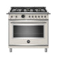 Bertazzoni Heritage Series 36" 6 Brass Burners Avorio Propane Gas Range With 5.7 Cu.Ft. Electric Self-Clean Double Oven