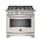 Bertazzoni Heritage Series 36" 6 Brass Burners Avorio Propane Gas Range With 5.9 Cu.Ft. Oven