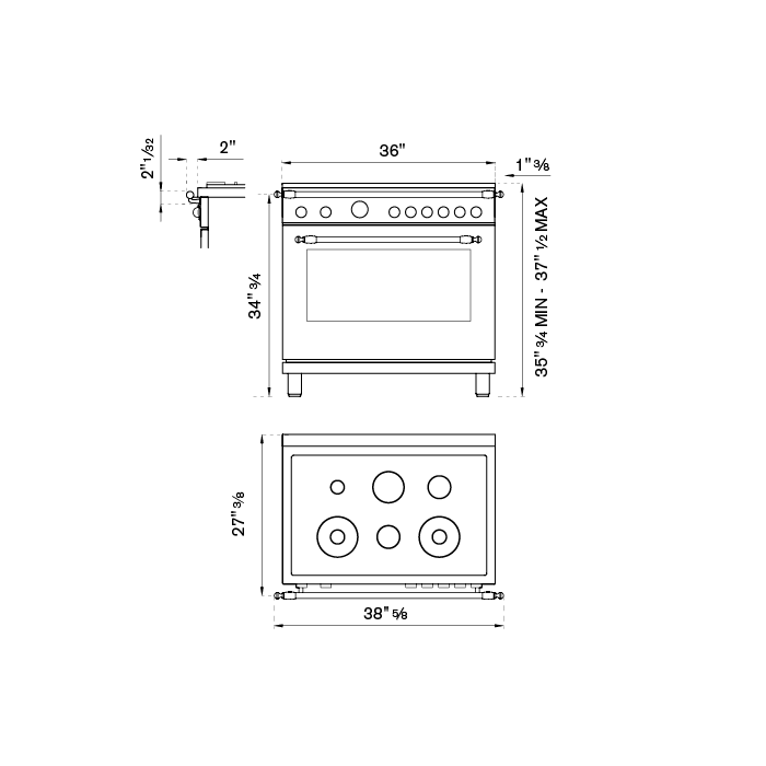 Bertazzoni Heritage Series 36" 6 Brass Burners Nero Matt All Gas Range With 5.9 Cu.Ft. Oven