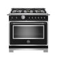 Bertazzoni Heritage Series 36" 6 Brass Burners Nero Matt Propane Gas Range With 5.9 Cu.Ft. Oven
