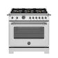 Bertazzoni Heritage Series 36" 6 Brass Burners Stainless Steel All Gas Range With 5.9 Cu.Ft. Oven and Cast Iron Griddle