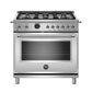 Bertazzoni Heritage Series 36" 6 Brass Burners Stainless Steel Propane Gas Range With 5.7 Cu.Ft. Electric Self-Clean Double Oven