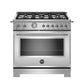 Bertazzoni Heritage Series 36" 6 Brass Burners Stainless Steel Propane Gas Range With 5.9 Cu.Ft. Oven