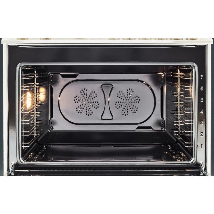 Bertazzoni Heritage Series 48" 6 Brass Burners Avorio Dual Fuel Range With 7 Cu.Ft. Electric Self-Clean Double Oven and Griddle