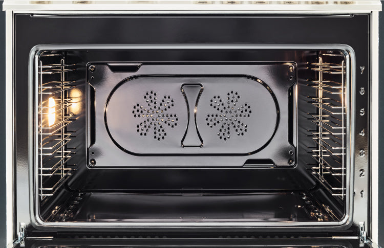 Bertazzoni Heritage Series 48" 6 Brass Burners Avorio Propane Gas Range With 7 Cu.Ft. Electric Self-Clean Double Oven and Griddle