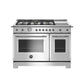 Bertazzoni Heritage Series 48" 6 Brass Burners Stainless Steel All Gas Range With 7.1 Cu.Ft. Double Oven and Electric Griddle