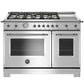 Bertazzoni Heritage Series 48" 6 Brass Burners Stainless Steel Propane Gas Range With 7.1 Cu.Ft. Double Oven and Electric Griddle