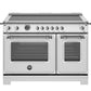 Bertazzoni Heritage Series 48" 6 Heating Zones Stainless Steel Freestanding Induction Range With 7 Cu.Ft. Electric Self-Clean Double Oven and Cast Iron Griddle